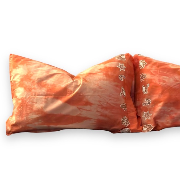 Gingerbread Holiday Pillow Cases Set of 2 Botanical Eco Dyed OOAK NWT Christmas - Picture 5 of 12
